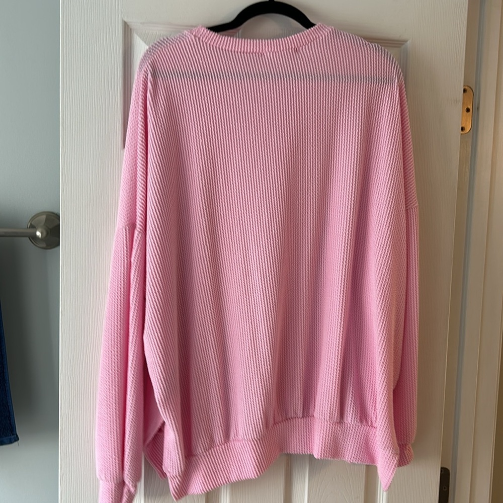 Talulah Comfy Ribbed Pullover in the color bubblegum- size large - Picture 5 of 5